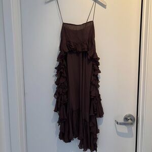ZARA Brown Ruffle Top